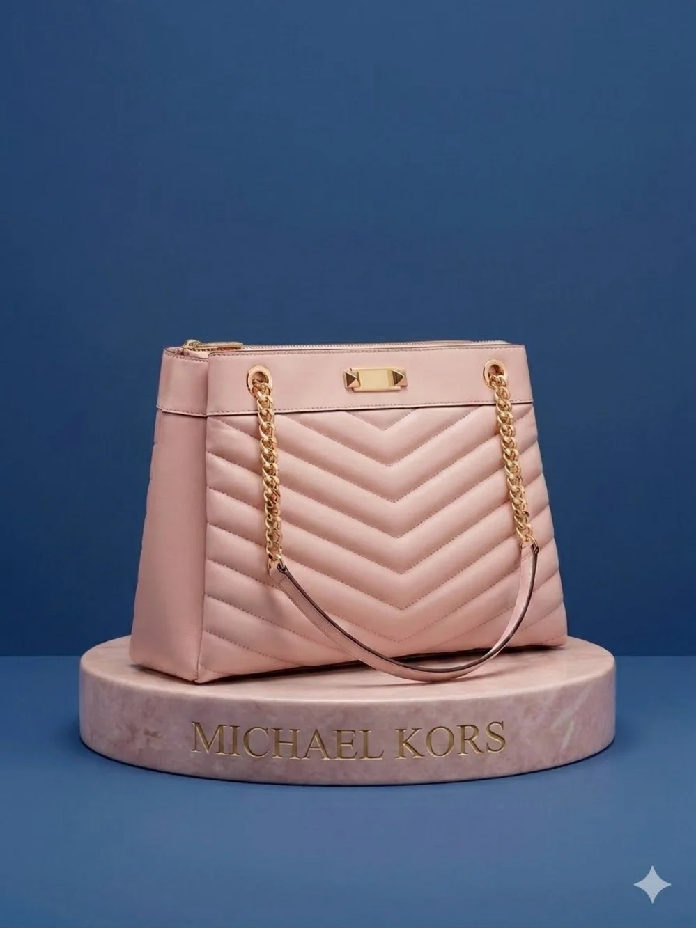 Michael Kors Pink Quilted Shoulder Bag with Gold Chain
